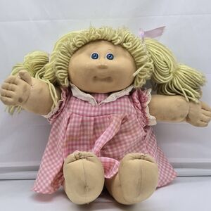 Adorable Pink Checkered Doll with Blonde Hair